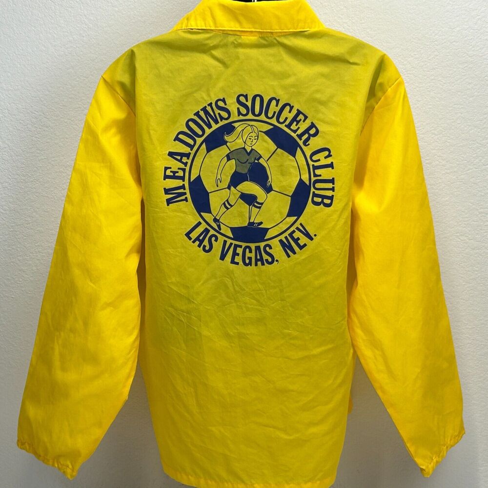 Vintage 80s Meadows Womens Soccer Club Jacket Unisex M Medium Las Vegas Yellow